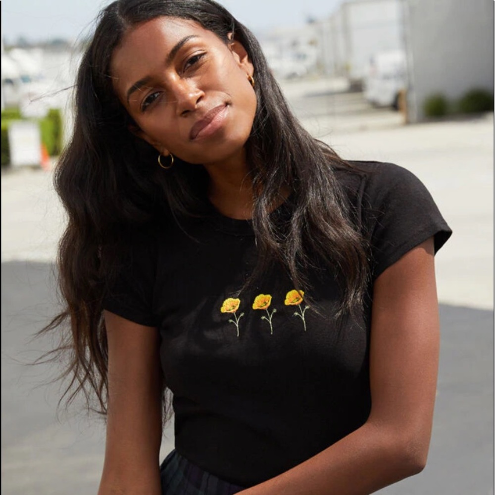 black brandy melville yellow poppy hailie top